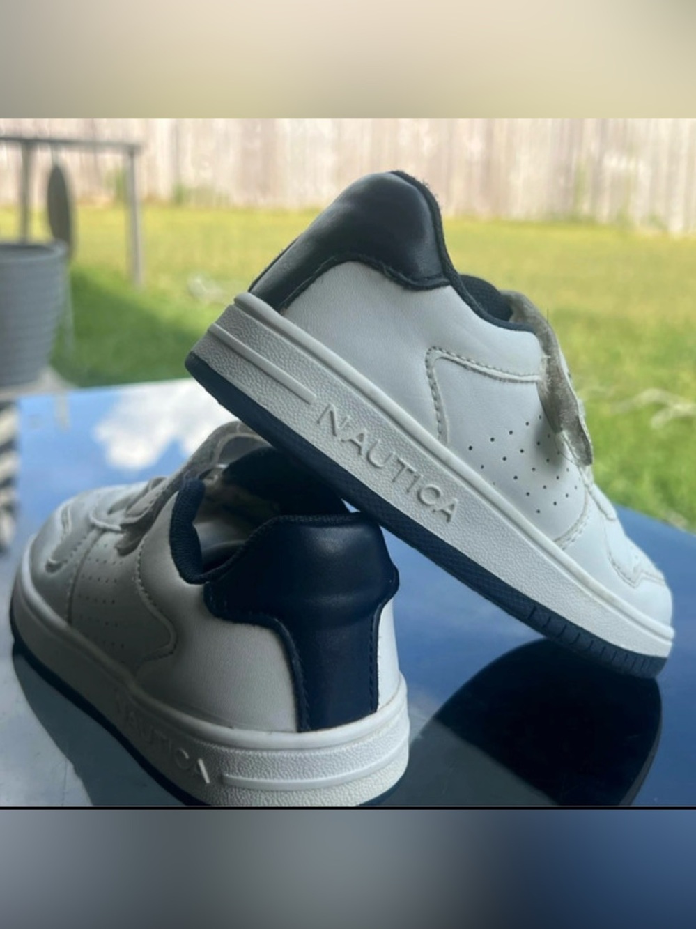 Nautica White and Navy Low-Top Sneakers